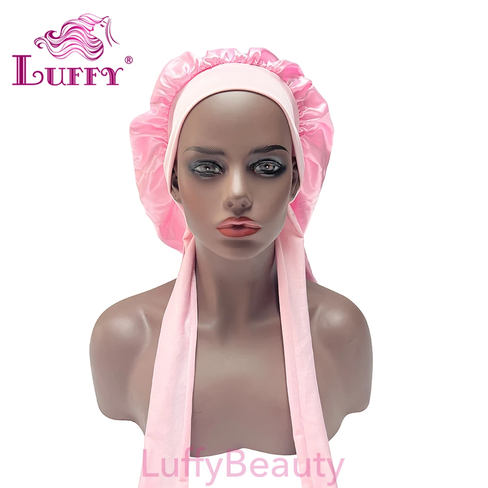 Hair Bonnets for Black Women Large Long Satin Bonnet for Braids Silk Bonnet With Stretchy Tie Band Sleep Cap Hair 1Pcs