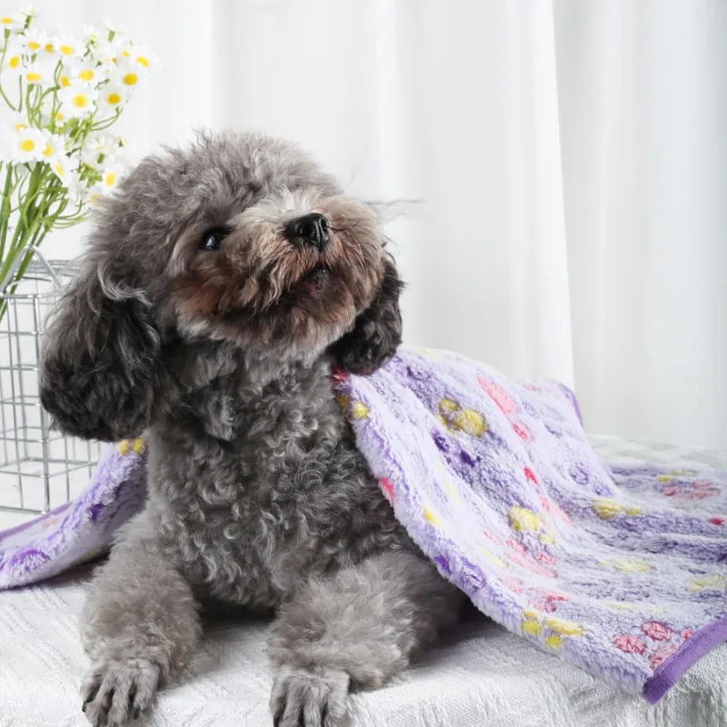 Weiche Flauschige Hochwertige Haustierdecke Flanell Hundeschlafdecke Pfotenabdruck-Muster Haustiermatte Warme Komfortable Decke für Katze Hund – Detail 14