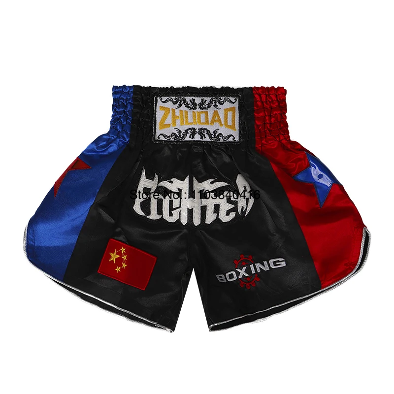 Muay Thai MMA Shorts Embroidery Kickboxing Cage Fight 3XS-3XL