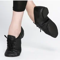 Black Tan Lace Up Geniune Pig Leather Dancing Shoe From Children to Adult Quality Oxford Jazz Dance Shoes 1