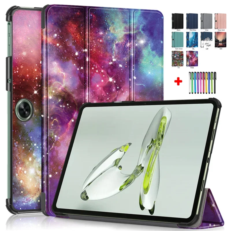 Premium PU Leather Folding Stand Folio Tablet Case with Stylus - 2023 Edition, Fits 11.35-inch Tablets