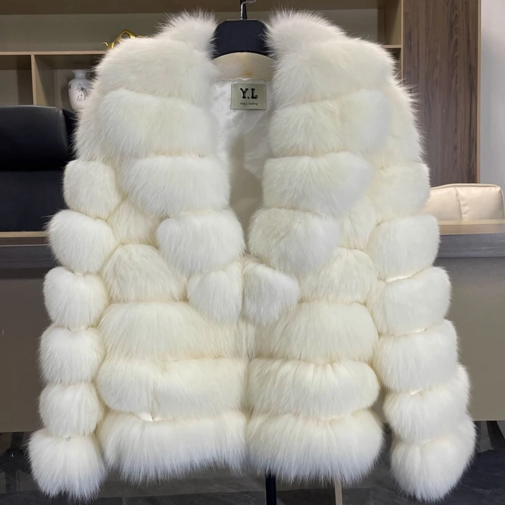 Women's Genuine Fox Fur Jacket Natural Fluffy Coat Lapel Luxury Short Real Fur Outerwear 2025 Fashion-forward Clothing