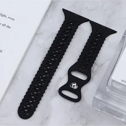 Premium Silicone Sport Band - Durable Rubber Strap - 38mm 40mm 41mm (Black)