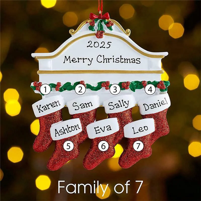 New DIY Personalised Christmas Xmas Tree Stocking Ornament Mantel Family Groups Holiday Decorations Natale Hanging Pendant