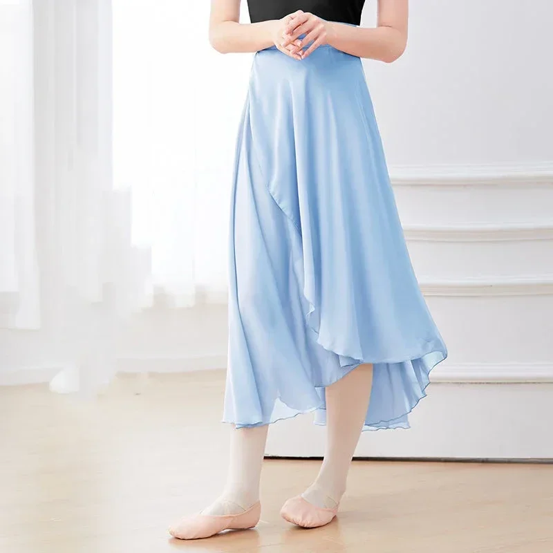 Chiffon Ballet Tutu Dance Skirt Wrap Scarf Ballerina Lyrical Long Ballet Skirt Gymnastics Dress Women