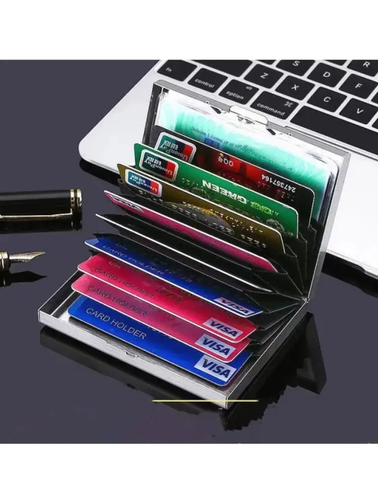 10 Slots Edelstahl Kreditkarte Halter Männer Slim Anti RFID Reise ID Karteninhaber Debit Box Frauen Brieftasche Metall Fall Porte Carte – Detail 6
