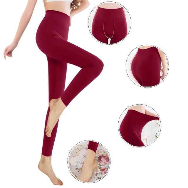 Autumn Winter Thickened Leggings For Women High Waist Stretchy Solid Color Fleece Cropped Pants Women Yoga Clothes Warm Pants 5