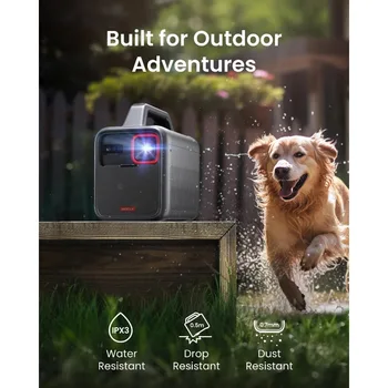NEBULA Mars 3 Outdoor Portable Projector, 1000 ANSI Lumens, AI-Powered Image, Built-In Battery with 5 Hour Playtime, 5