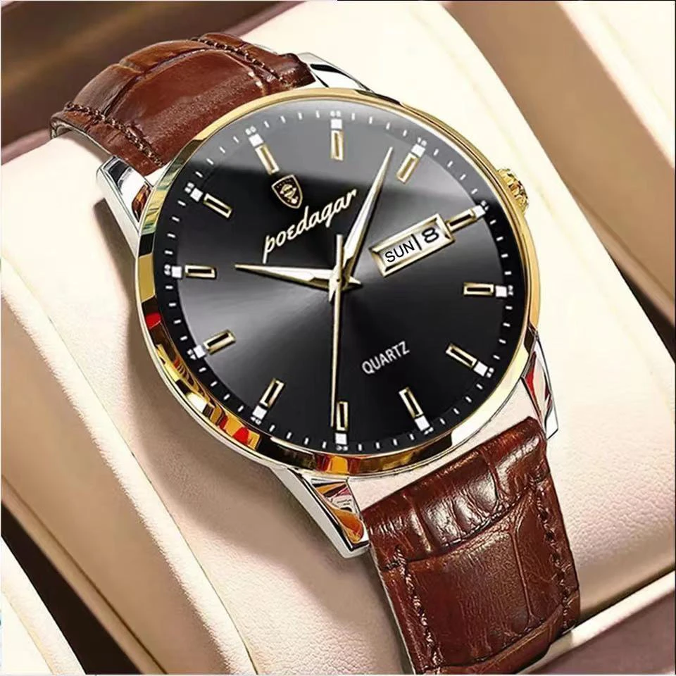POEDAGAR New Men Watch Fashion High Quality Leather Watches Waterproof