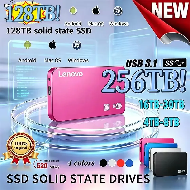 High-Speed 128TB SSD External Storage Enclosure with USB 3.0 Connection