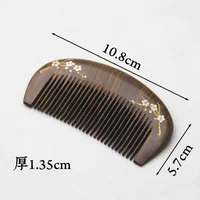Peigne à cheveux en bois de santal naturel, brosse à cheveux de massage de santé, branches dorées, fleur de prunier rose, peignes en bois épais, outil de coiffage, 1PC 6