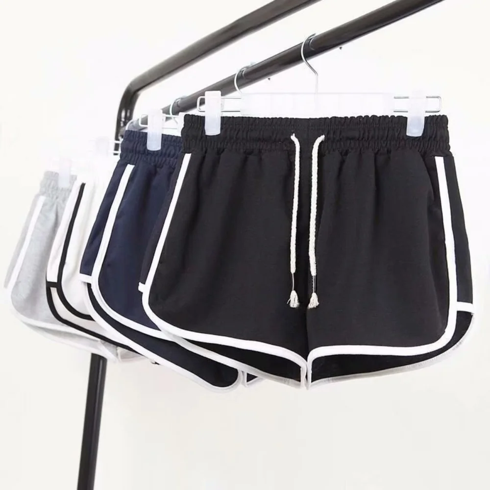 

Shorts Ladies Fashion Beach High Waist Black White Shorts Female Lace Up Casual Summer Shorts Women Simple Elastic Slim Straight