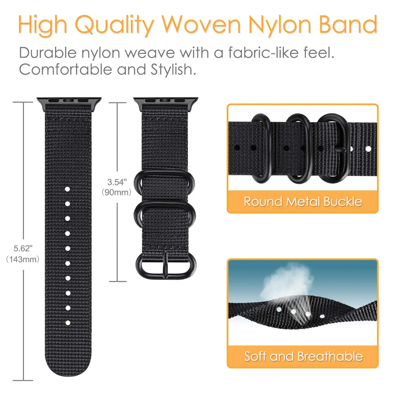 Riemen für Apple Watch Band 44 mm 40 mm 45 mm 41 mm 42 mm 46 mm 49 mm Nylon-Gürtelarmband Correa iWatch Serie 11 10 7 6 9 SE 8 Ultra 3 – Detail 5