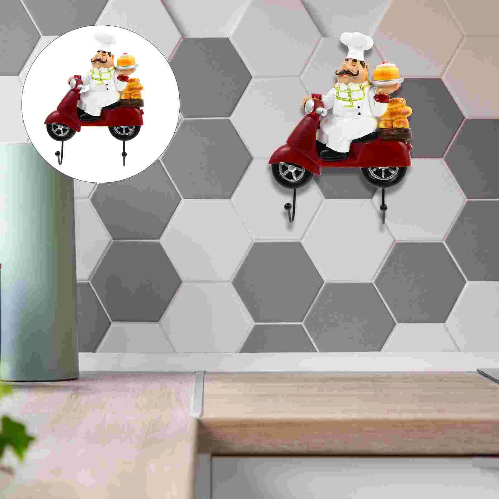 

Wall Hanging Chef Hook up Hat Hanger Hooks for Kitchen Utensils Resin Novel Key