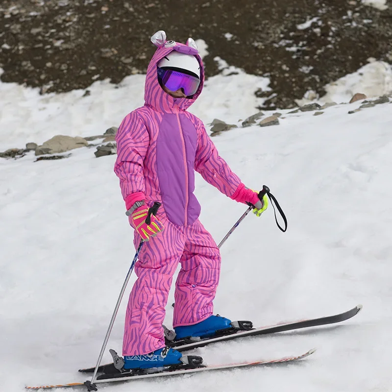 Children's Outdoor Ski Suit for Boys and Girls Animal Shape Cartoon Dinosaur Waterproof Windproof One-piece Snowboard Snow Suit