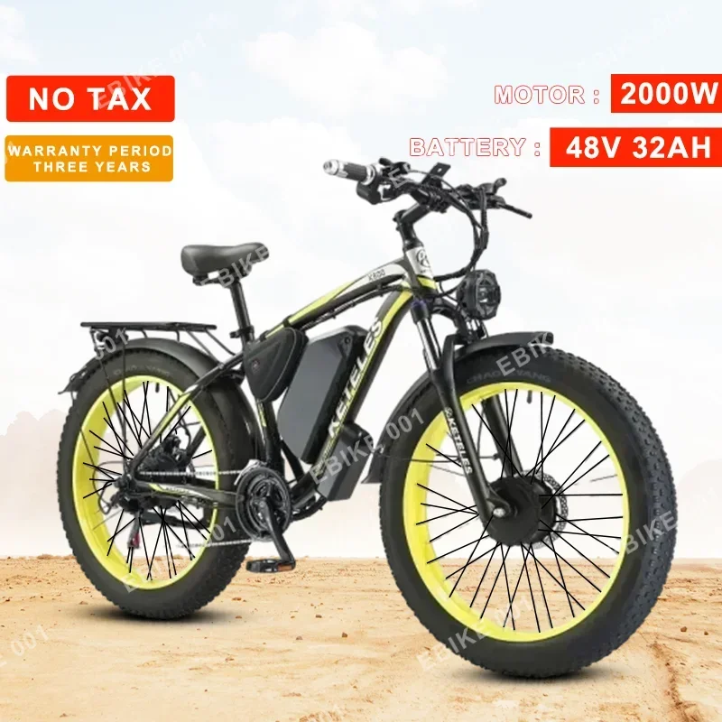 Electric Bicycle KETELES K800 Electric Bike 2000W 48V 23AH 26inch Fat Tire Hydraulic brakes Ebike 21Speed Mountain Snow Off-road Electric Bicycle
