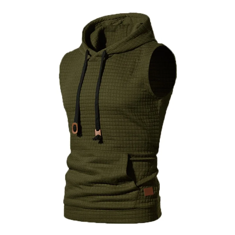 New Fashion Zipper Cardigan Sweater Mens Sleeveless Hooded Vest Jacket Streetwear Vest Hoodies
