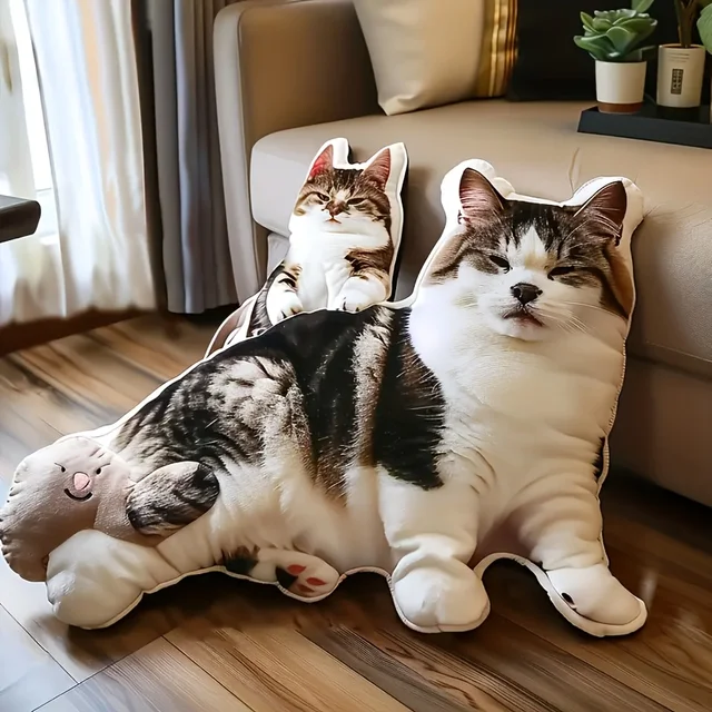 Customized modern pet pillow with double-sided digital printing, personalized cat and dog photo cushion