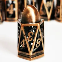 DnD Metal Dice Set - Hollow Bullet Design Zinc Alloy 7pc Dice, Antique Copper RPG Dice Set for Dungeons and Dragons 2