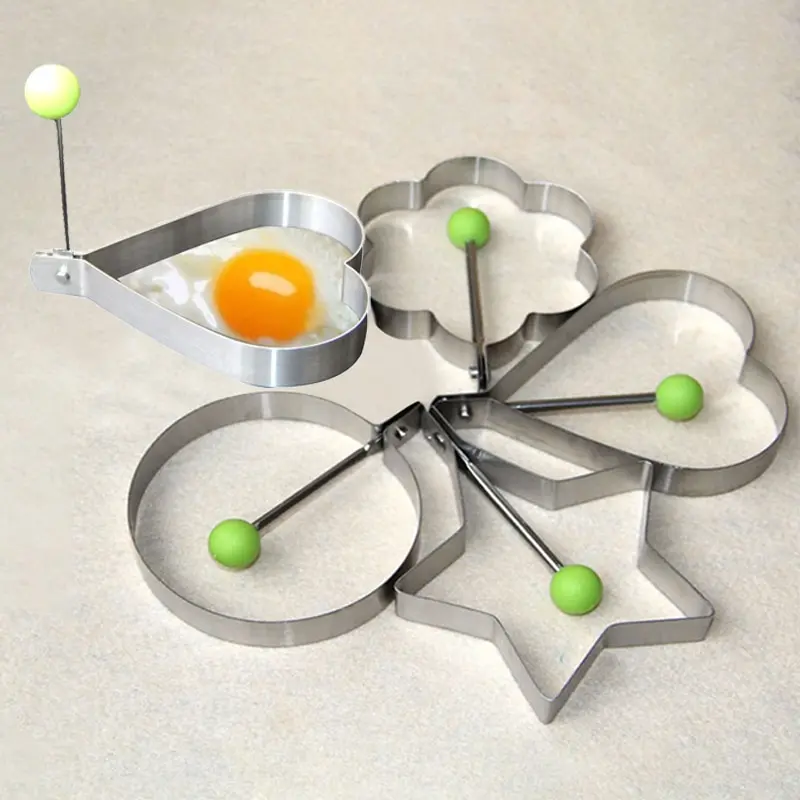 1/5pcs Stainless Steel Omelette Maker Heart Shaped Fried Egg Maker Breakfast Baking Model,omelette maker,egg mold