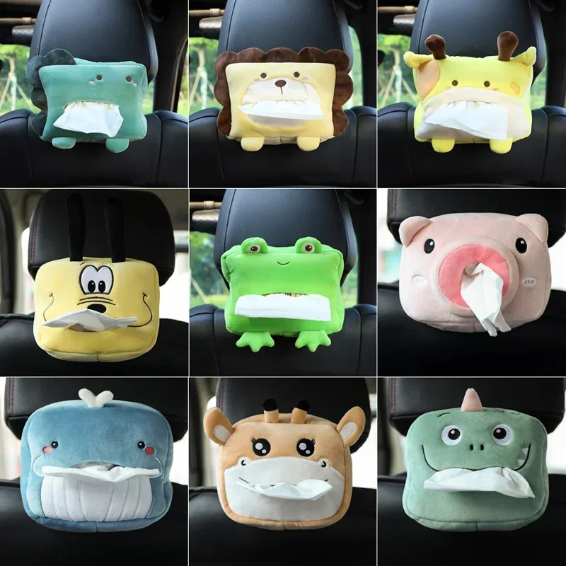 Cartoon Animals Car Tissue Box Inner Armrest Box Sun Visor Pumping Cute Creative Accessory