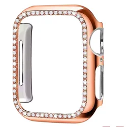 Luxury Diamond Protective Case for Apple Watch - Premium Bumper Cover with Sparkling Crystal Accents (Rose Gold)