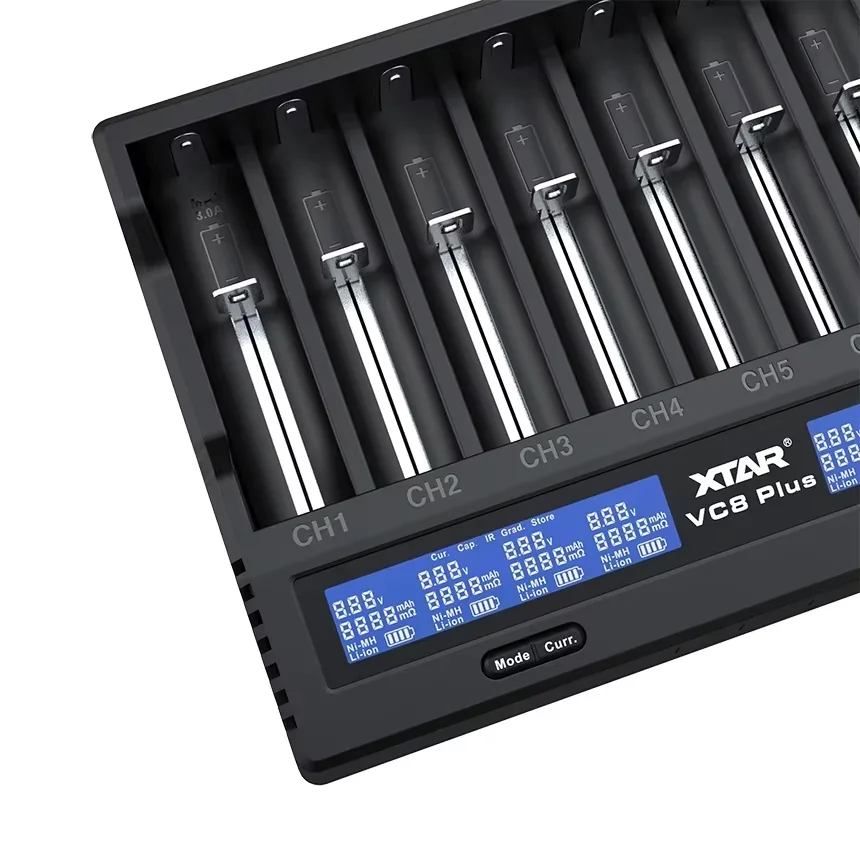 Fast Charger XTAR VC8 Plus 18650 21700 Battery Charger 12V DC Input 3A Intelligent LCD Display