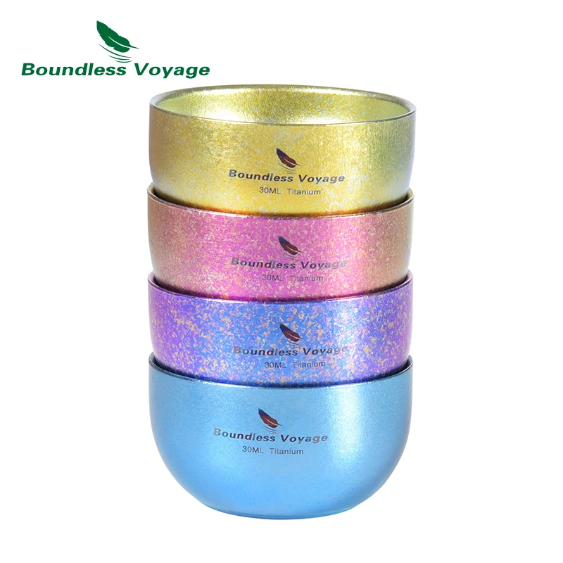 Boundless Voyage Colorful Titanium Double Layer Cup Wide Mouth Wine Tea Mug Drinkware Camping Water Cup 30ml Ti3082D
