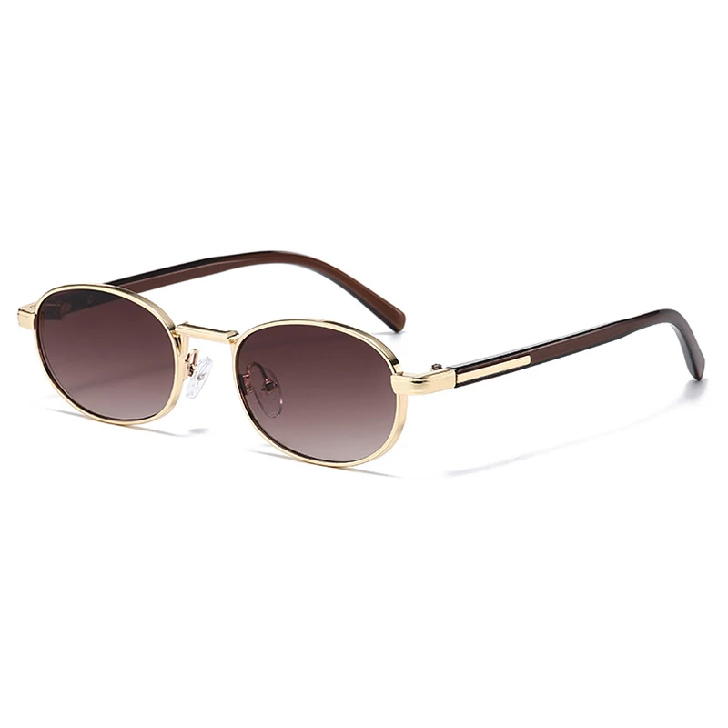 Vintage Oval Metal Sunglasses - Sleek Retro UV400 Protection Shades