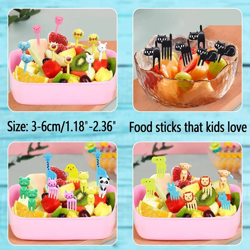 Animal Fruit Fork Set Cartoon Food Picks Snack Cake Dessert Food Stick Toothpick For Kids Bento Box Accessories Child Tableware fruit fork,food picks,food toothpicks