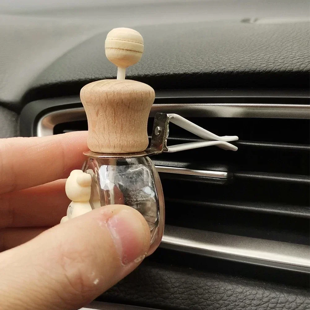 Glass Car Perfume Bottle Air Freshener with Wooden Cap