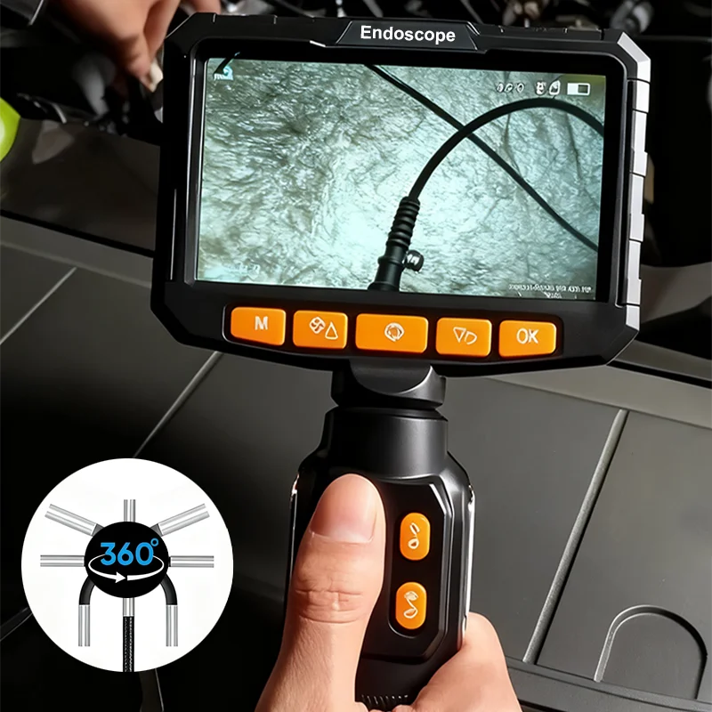 360도 회전 보어스코프 1080P 6.0mm 4.3인치 LCD 모니터 산업용 검사 카메라 (자동차용 2방향 회전 기능 포함)