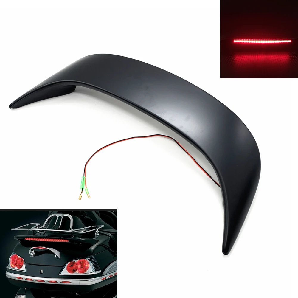 Rear Trunk Spoiler w/ LED Brake Red Light Fit For Honda Goldwing GL1800 01-17 03