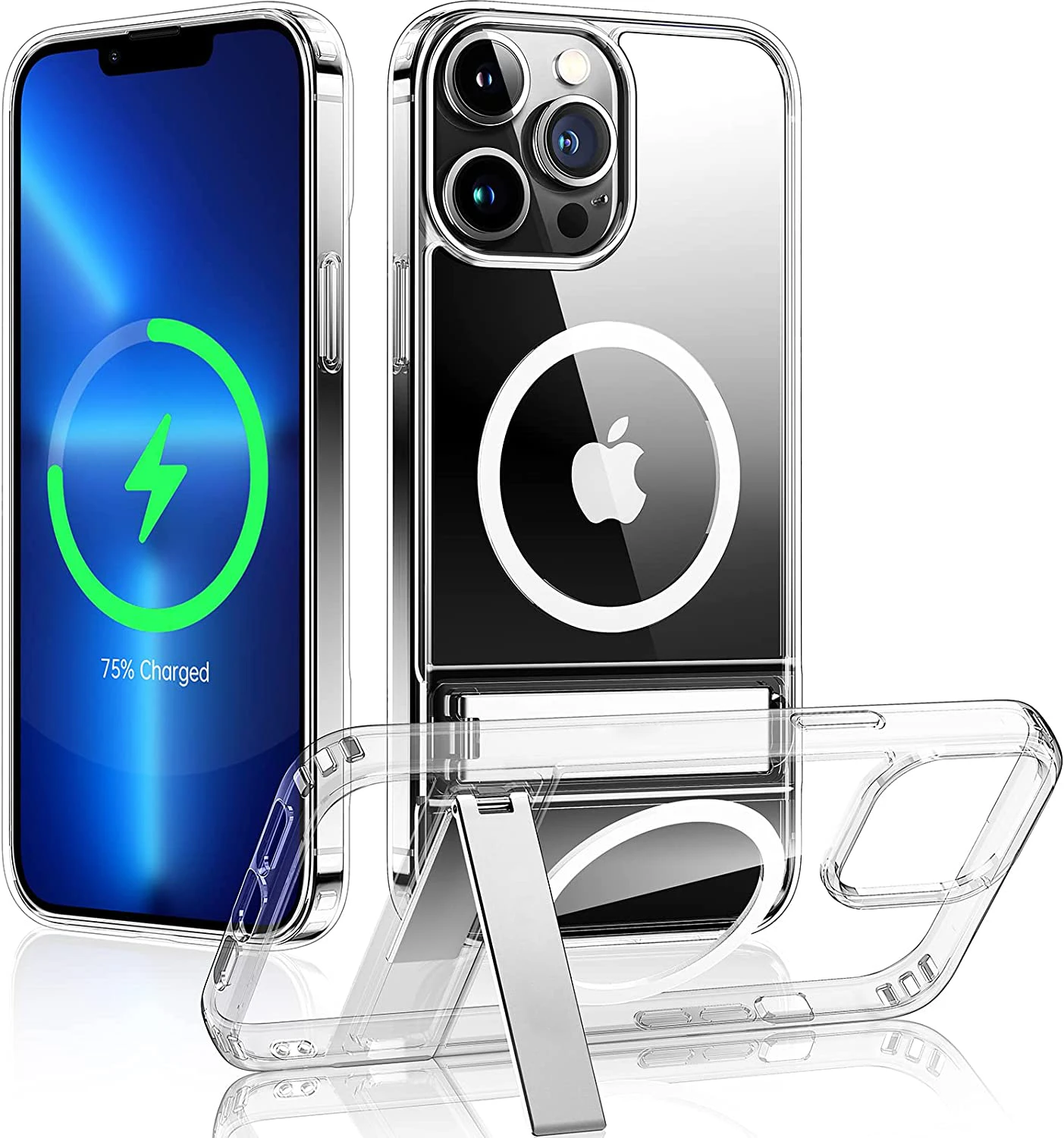 Magnetic Phone Case with Kickstand and Crystal Clear Stand Cover