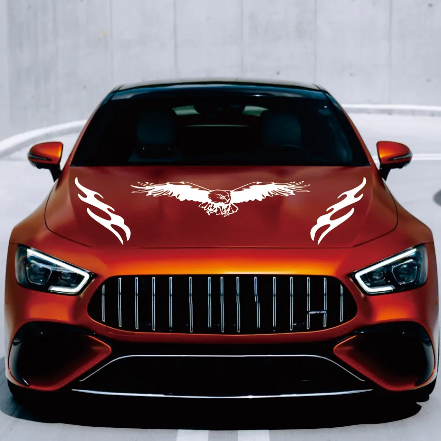 3Pcs The Eagle Fire Totem Car Sticker Fashion Sports Car Racing Stripes Cover Diy Modeling Hood Decalcomanie In Vinile Accessori