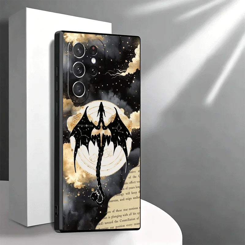 Elegant Dragon Design Soft Phone Case - Black Protective Back Shell