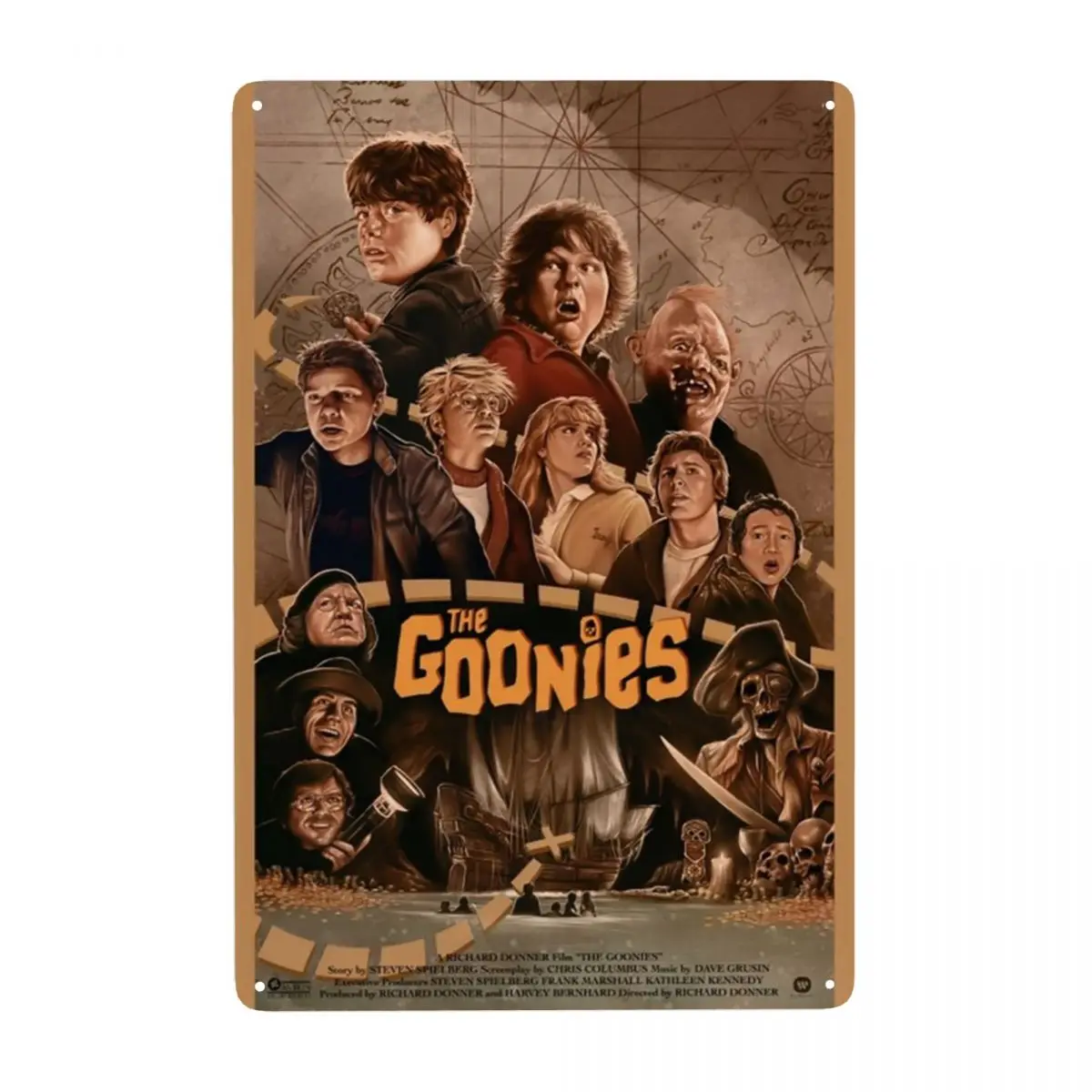 Vintage The Goonies Metal Tin Sign Rettangolo Custom Adventure Comedy Movie Signs Placche Gate Garden Bar Wall Art Decor