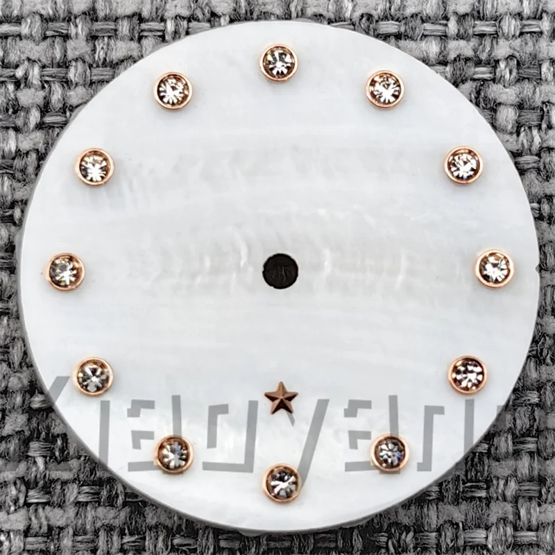 Elegant 24.5mm White Mother of Pearl Women's Watch Dial with Star Sign and Diamond Index