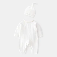 Lawadka 0-6M Spring Baby Girls Boys Romper Hat Cotton White Clothes For Girls Fashion Infant Jumpsuit Newborn Babies 0 to 3 M 3