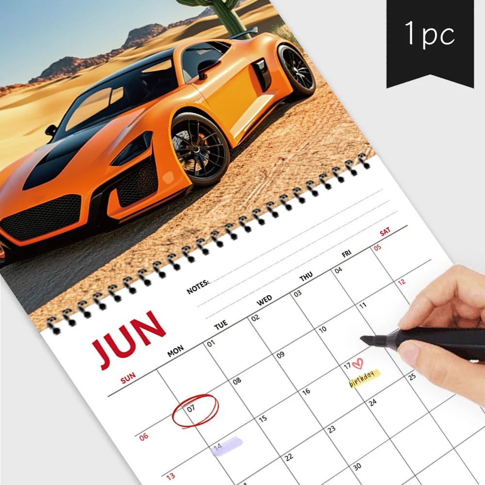 Calendario da parete 2027, agenda mensile a 12 mesi con paesaggi di supercar, regalo perfetto per compleanni, Natale, Capodanno - immagine 4