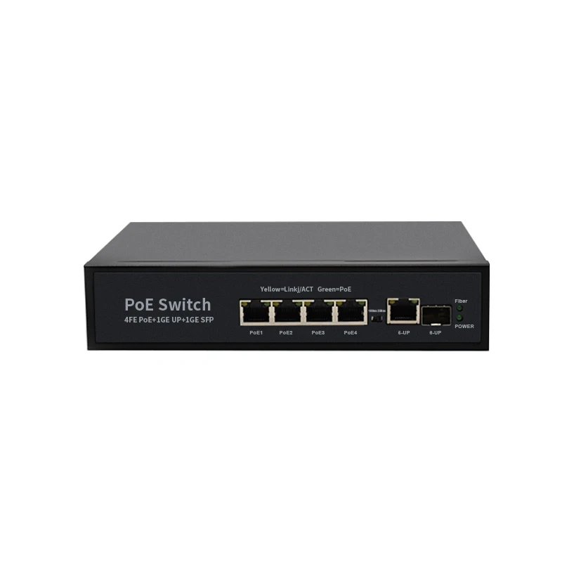 chuanglixin 10/100Mbps 4 Port POE 8023at/af  with 1*1.25G SFP Port Fiber Optic Equipment POE Switch For IP Camera