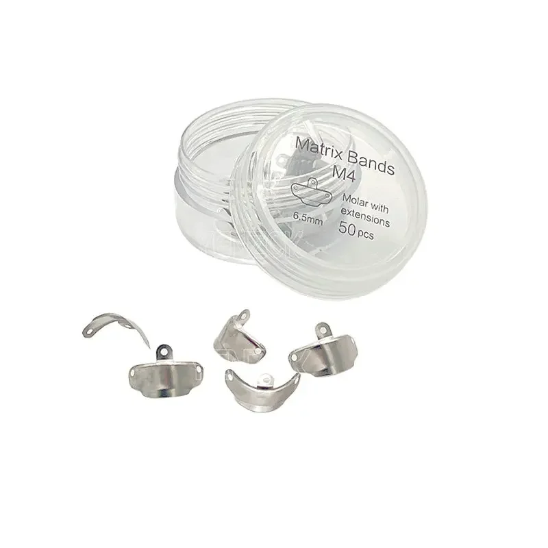 50pcs Dental Metal Matrices Bands with Holes Dental Sectional Contoured Bands Tofflemire Stuck Dentist Tools