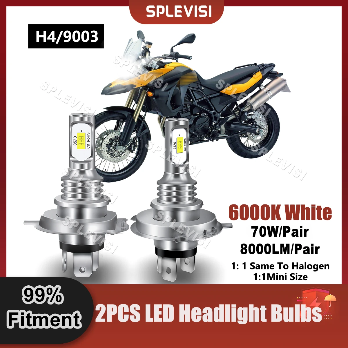 

Motorcycle Lamp H4/9003 LED Headlight Bulbs 8000LM For BMW F650 1997 1998 1999 2000 2001 For BMW G650X Country 2007 2008 2009