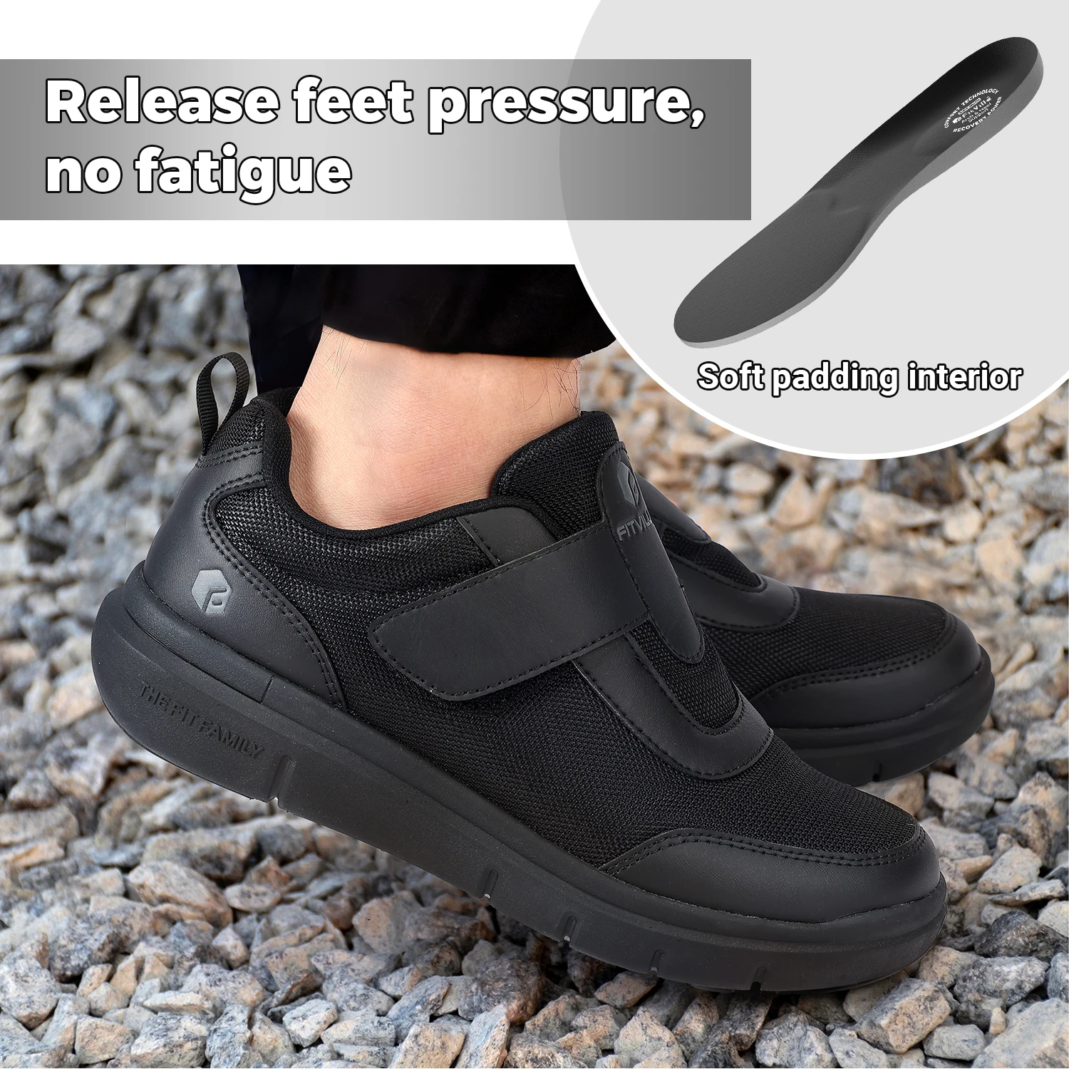 Fit ville Diabetikers chuhe bequeme, extra breite, geschwollene Fuß schuhe für die Schmerz linderung bei Diabetikern mit Fuß gewölbes tütze
