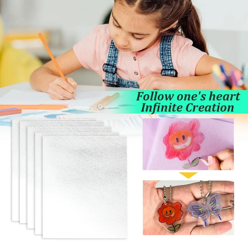 Shrink Plastic Sheets Fun Thermal Heat Shrink Film 5Pcs 14.5x20cm For DIY