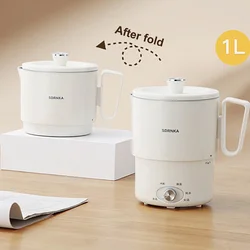 1L Fold Electric Kettle Portable Multifunctional 304 Stainless Steel Water Boiling Keep Warm Kettle Smart Mini Stew Cup 220V