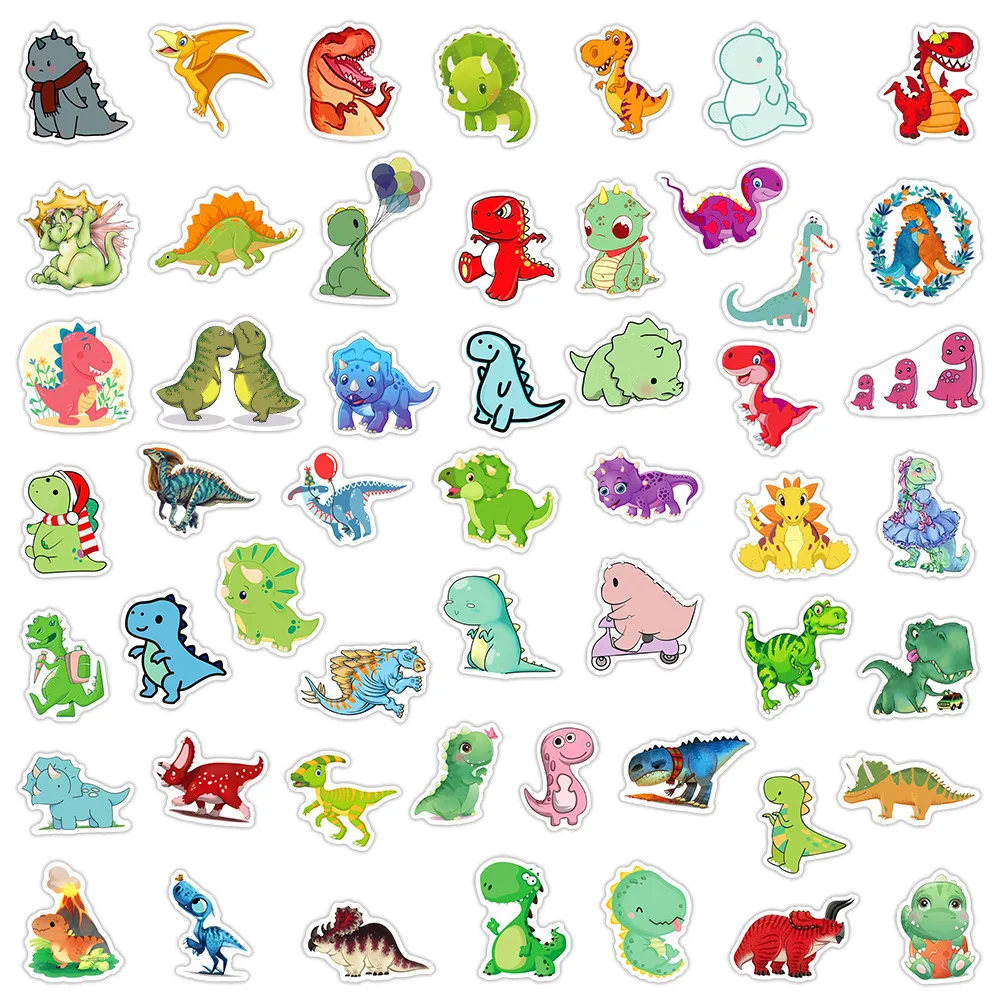 50 stücke niedlichen Dinosaurier Aufkleber für Kinder Kinder Cartoon klassischen Spaß Spielzeug Briefpapier Notebook Telefon Pad wasserdichte Abziehbilder – Detail 6