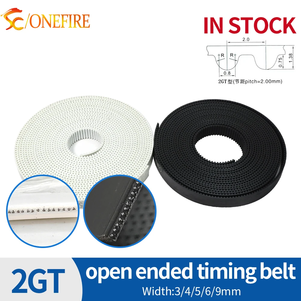 GT2-6mm Open Timing Belt Width 3mm/4mm/5mm/6mm/9mm GT2 belt PU With Steel Core Belt 2GT Timing Belt For Reprap 3D Printer Part