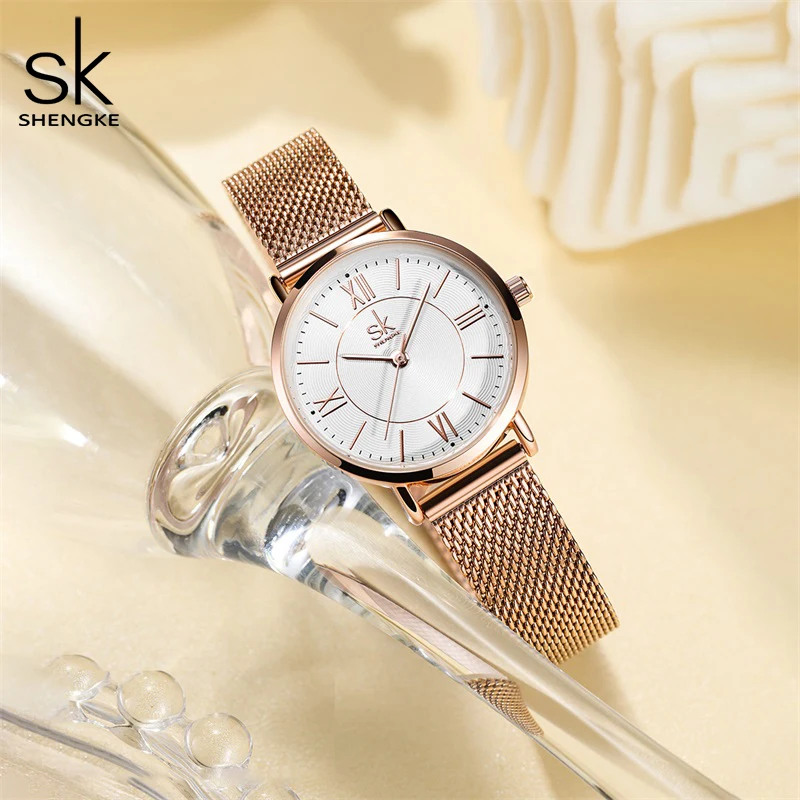 Shengke Japan Quartz Movement Waterproof Ladies Wristwatch Stainless Steel Band Classic Watch for Women Free Shipping Watches 4