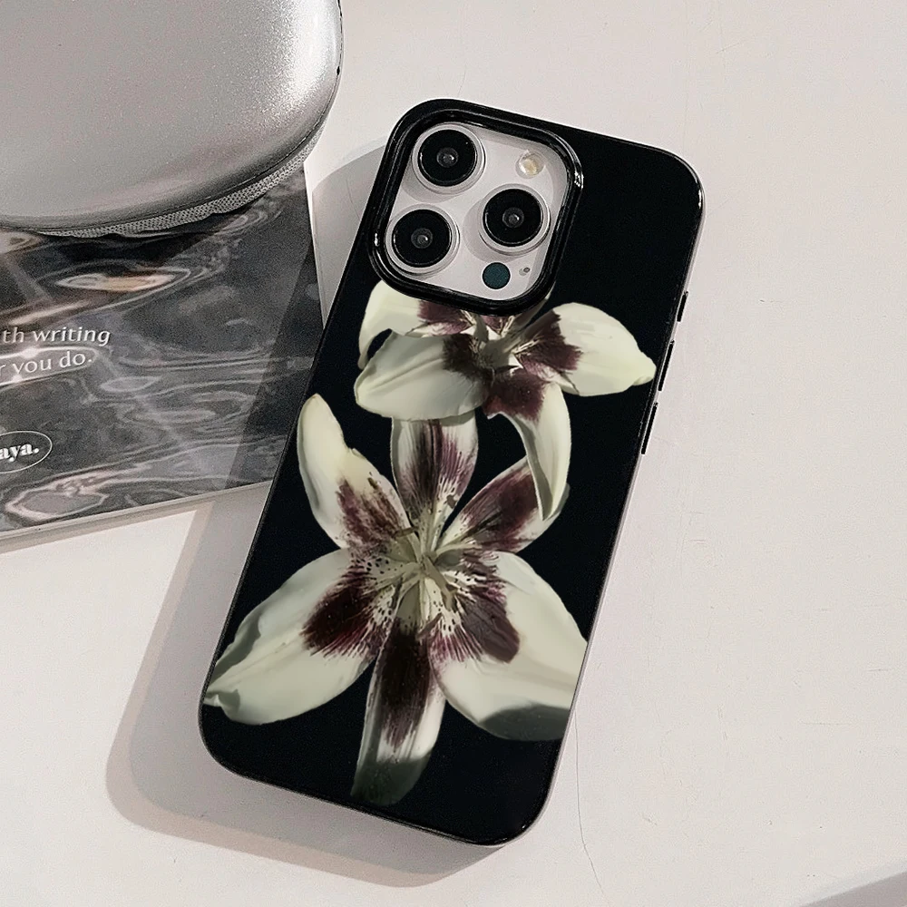 Vintage Lily Flower Pattern Shockproof Phone Case - Soft Protective Cover